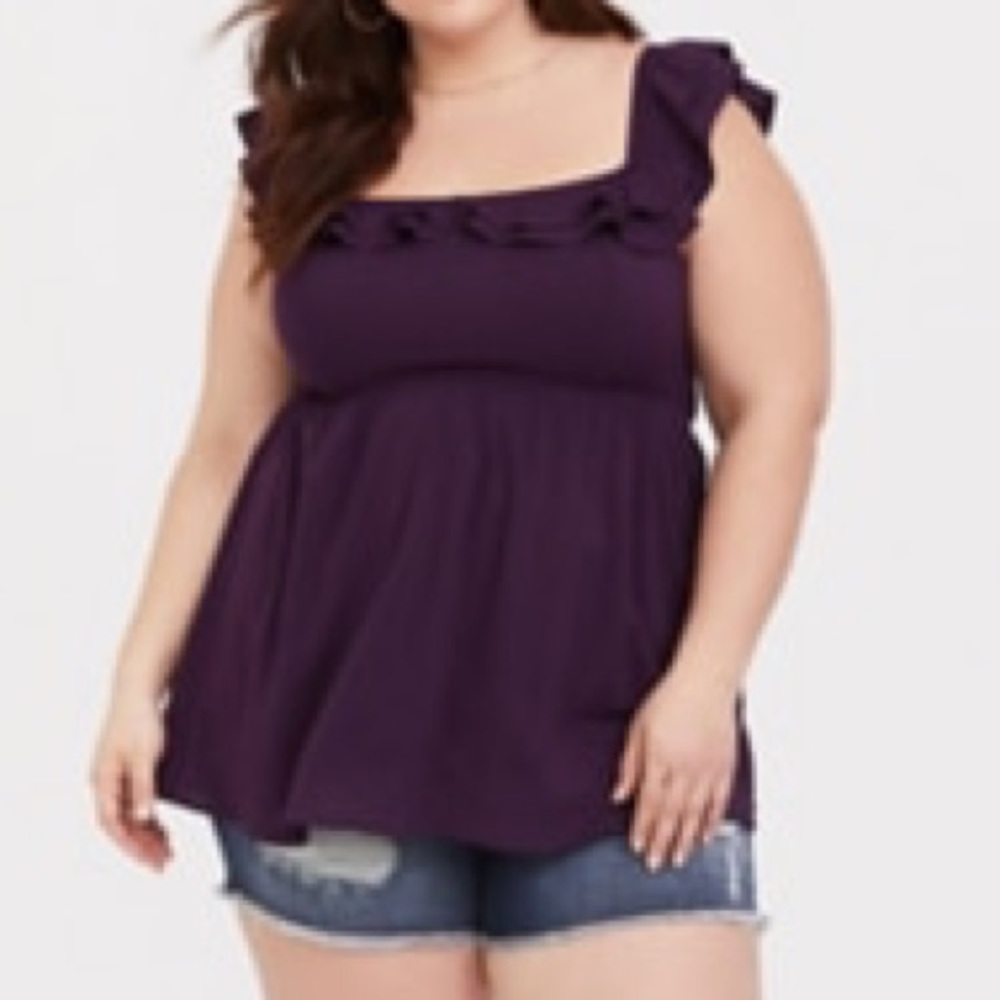 Torrid Purple Ruffled Babydoll Top Size 0